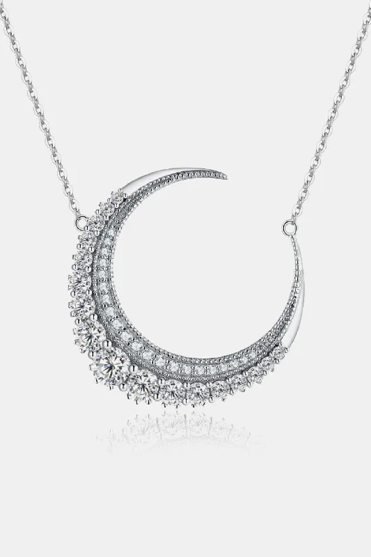 HGA 1.8 Carat Moissanite Crescent Moon Pendant Necklace