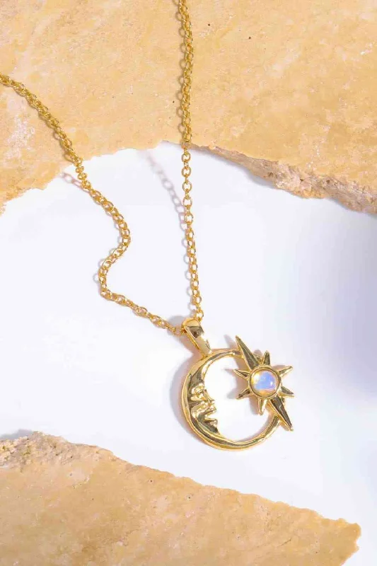 14K Gold-Plated Moon & Star Pendant Necklace