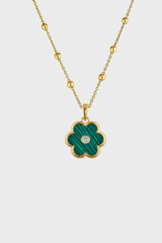 Malachite Petite Petal Charm Necklace