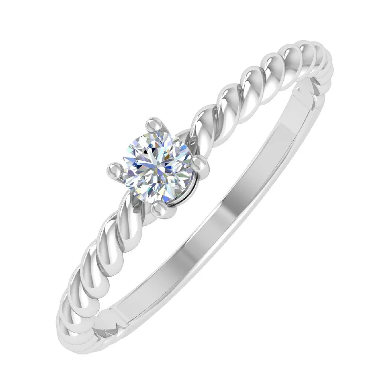 0.15 Carat Solitaire Diamond Twisted Rope Engagement Ring in Gold - IGI Certified