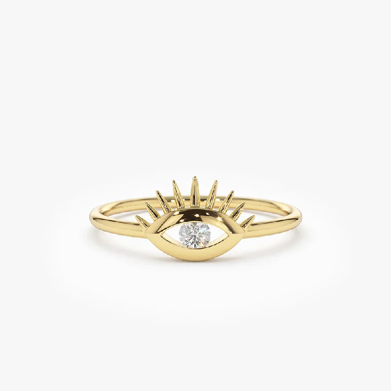 14k Diamond Evil Eye Ring