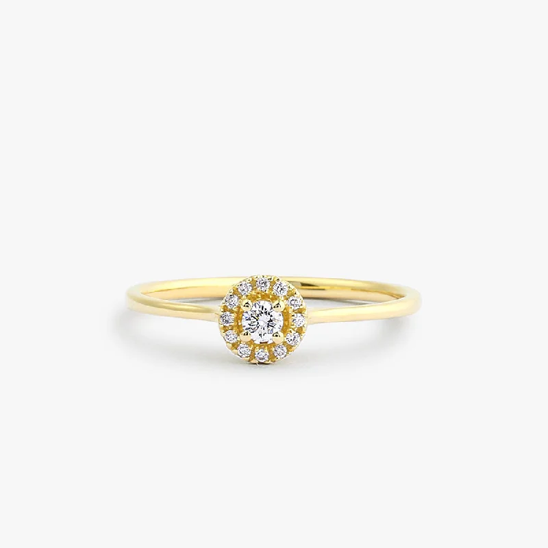 14K Gold Halo Diamond Ring