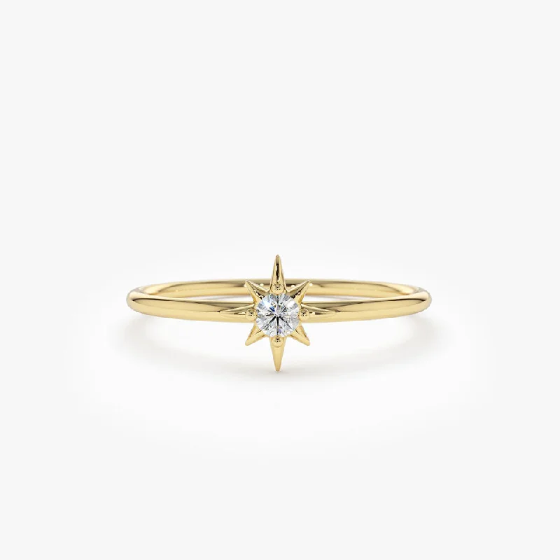 14K North Star Stacking Diamond Ring