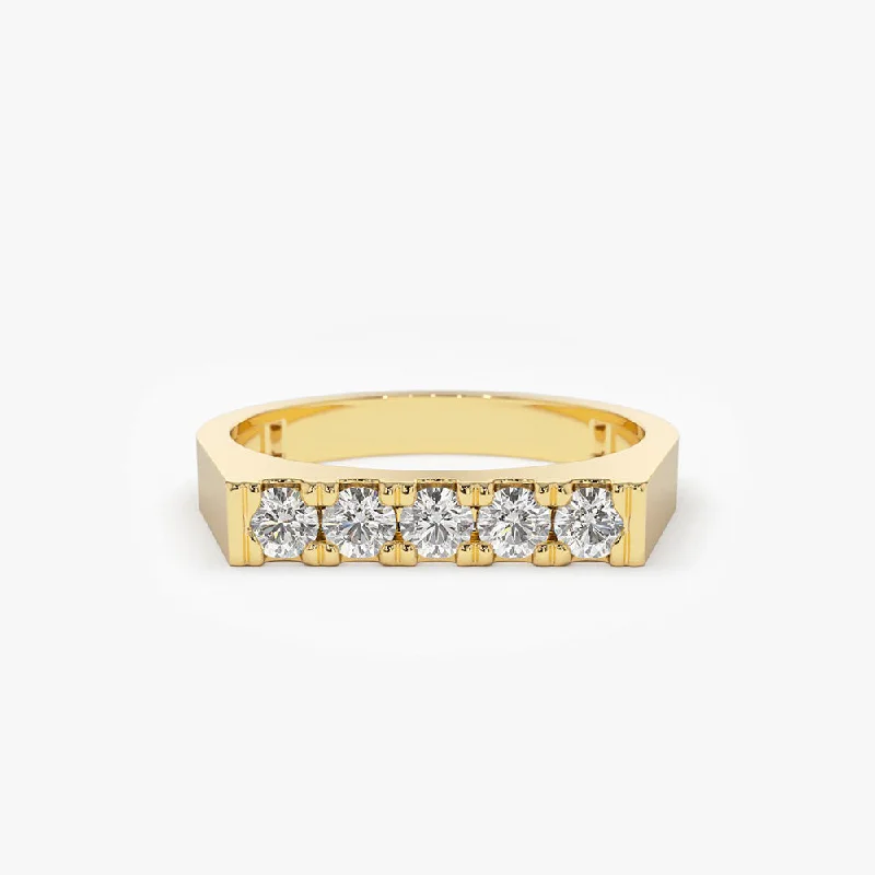 14K Rectangular Diamond Pinky Ring