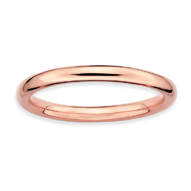 2.25mm 14k Rose Gold Plated Sterling Silver Stackable Polished Band