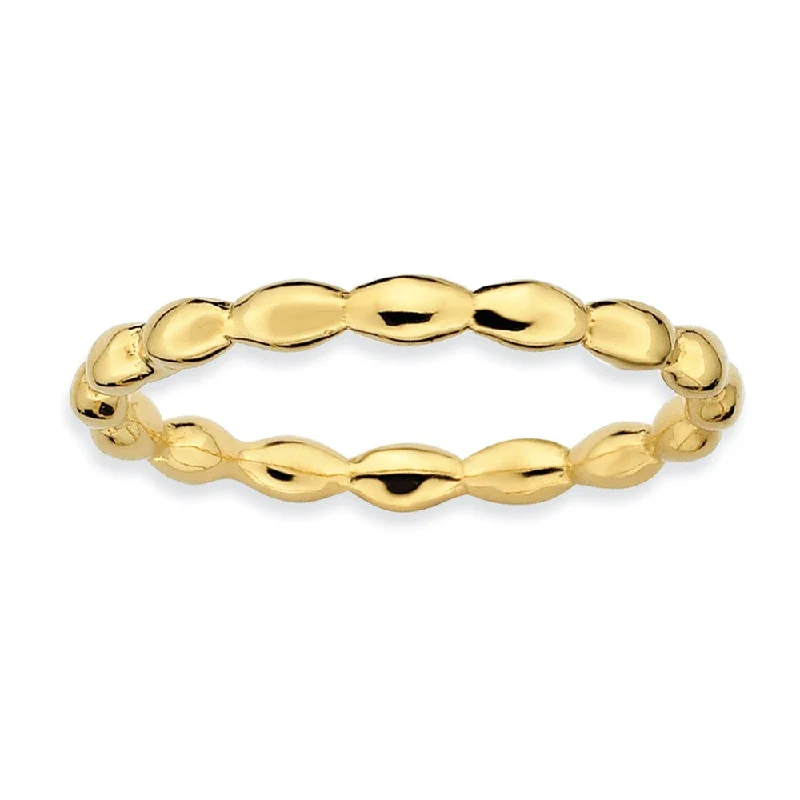 2.25mm 14k Yellow Gold Plated Sterling Silver Stackable Rice Bead Band