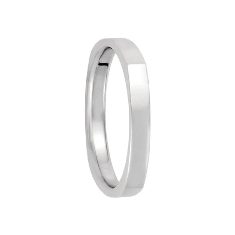 2.5mm Square Comfort Fit Polished Band in 14k White Gold