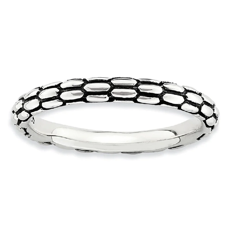 2.5mm Sterling Silver Stackable Antiqued Snake Skin Band