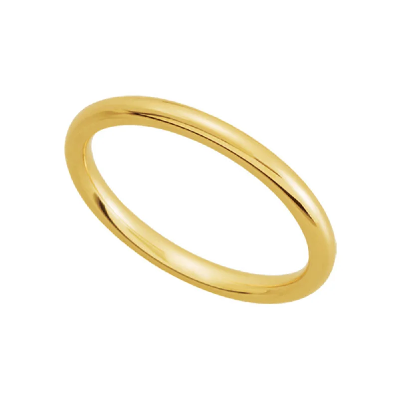 2mm Domed Comfort Fit Wedding Band in 10k Yellow Gold