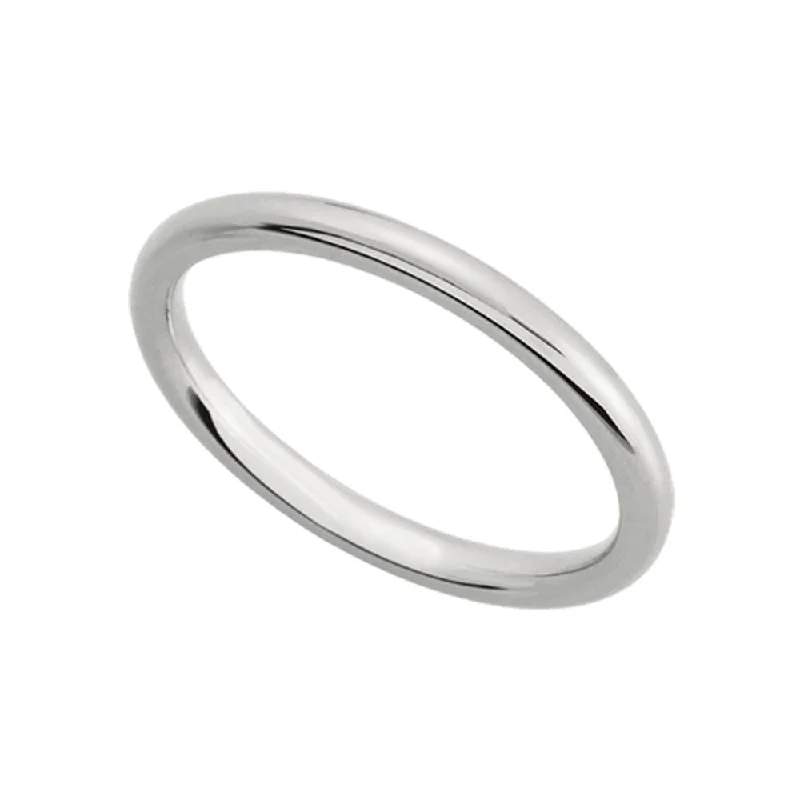 2mm Domed Comfort Fit Wedding Band in 14k White Gold