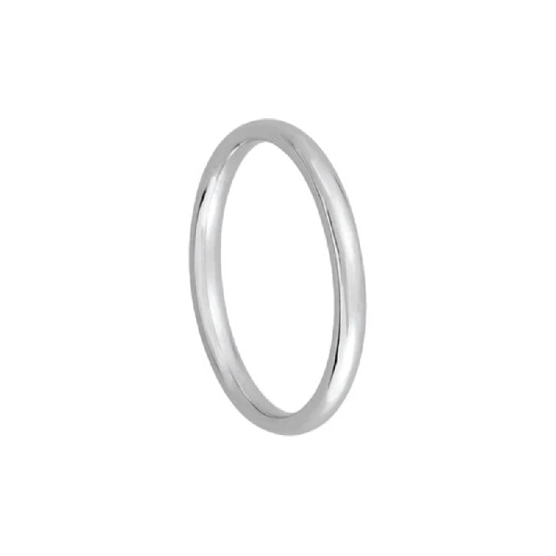 2mm Light Domed Comfort Fit Wedding Band in 10k White Gold