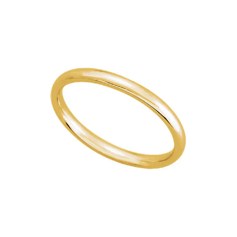 2mm Light Domed Comfort Fit Wedding Band in 14k Yellow Gold