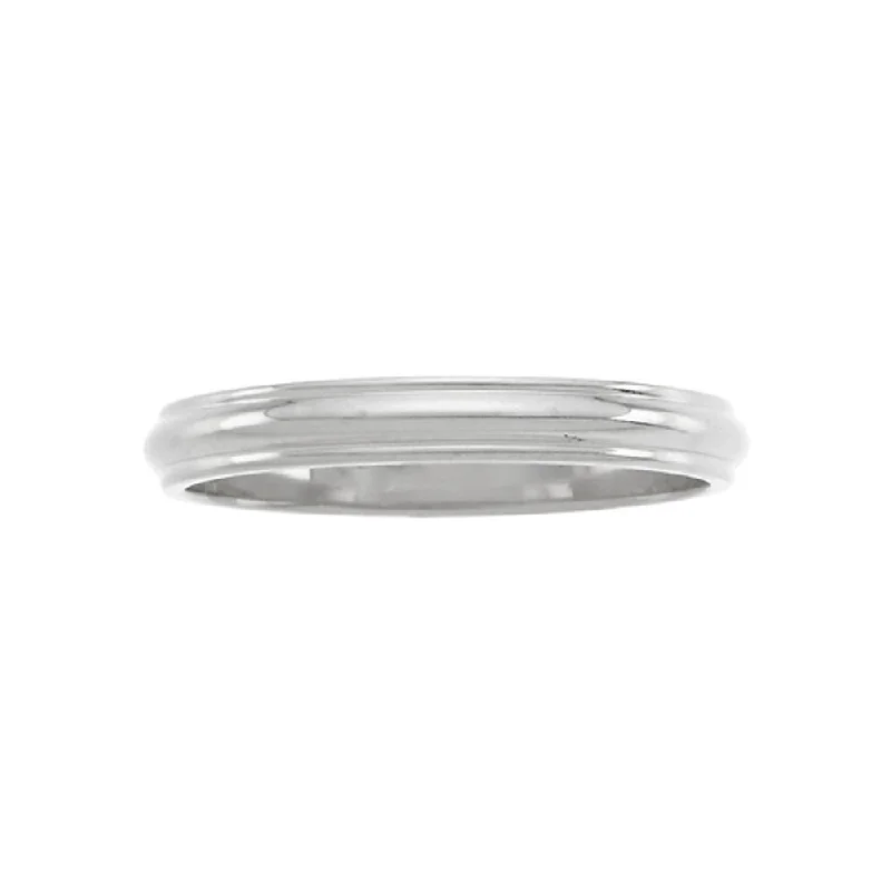 3mm Half Round Ridged Edge Band in 14k White Gold