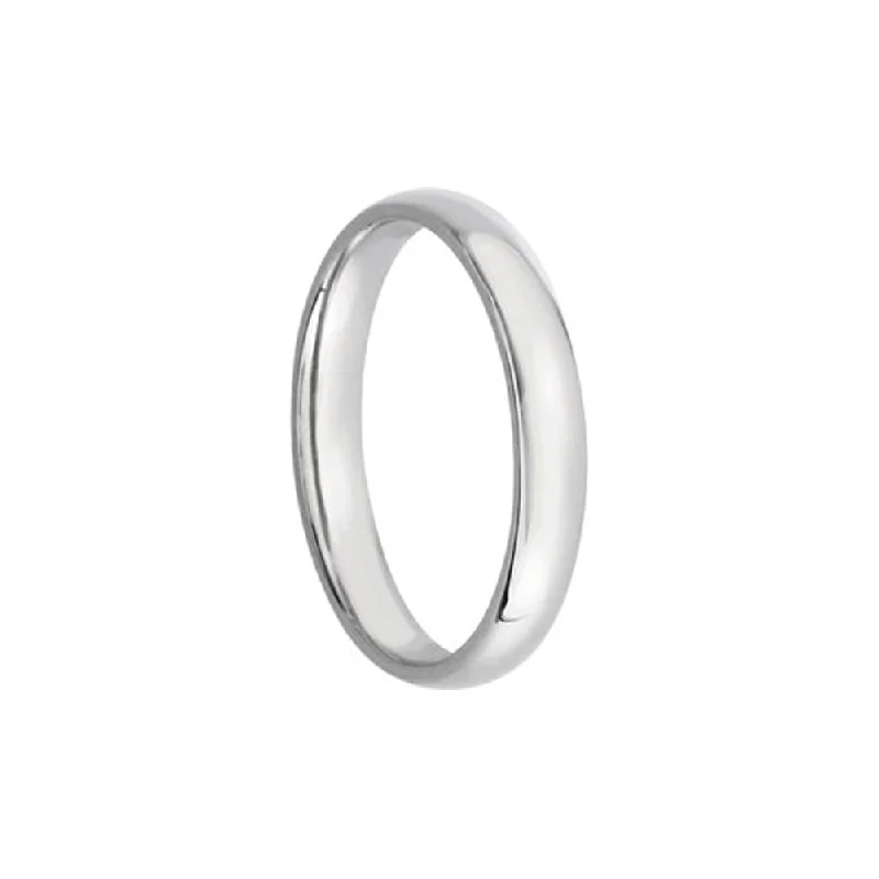 3mm Light Domed Comfort Fit Wedding Band in Platinum