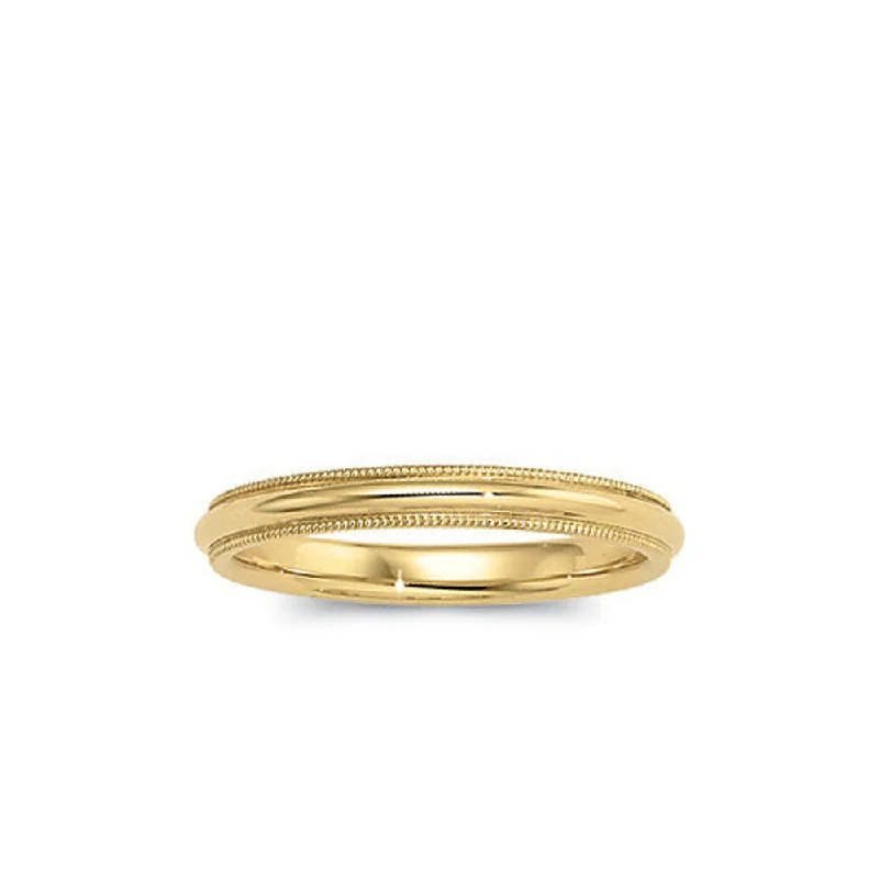 3mm Milgrain Edge Domed Light Band in 10k Yellow Gold