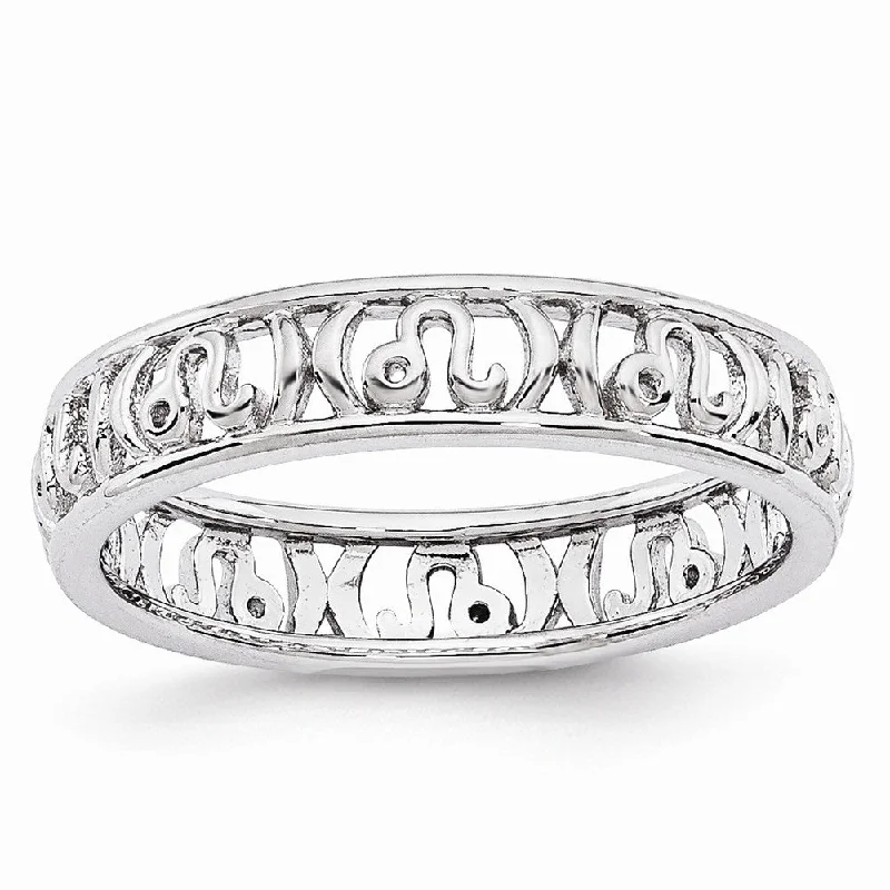 4mm Sterling Silver Stackable Expressions Leo Zodiac Ring