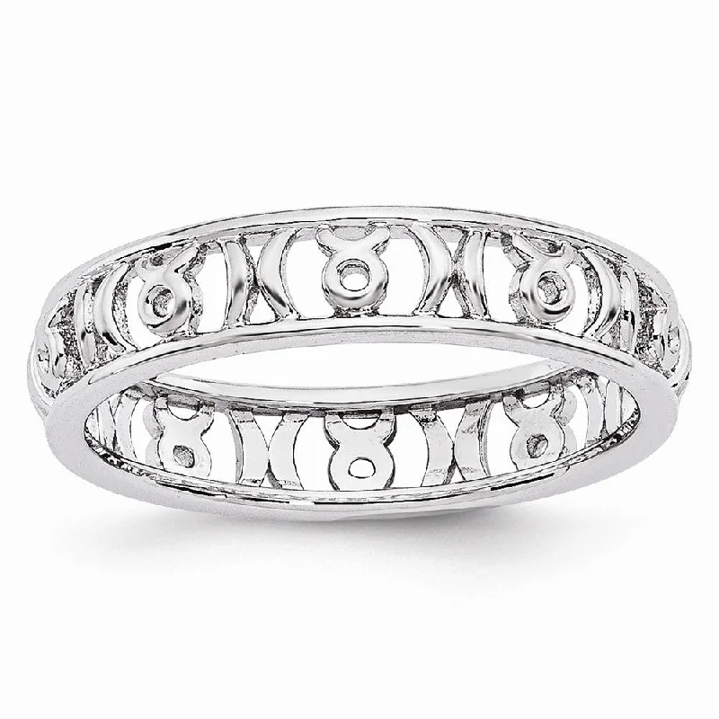 4mm Sterling Silver Stackable Expressions Taurus Zodiac Ring