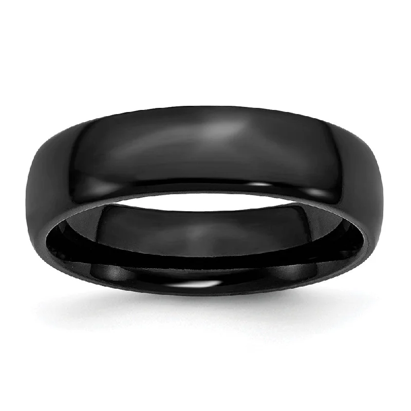 6mm Black Plated Stainless Steel Polished Domed Band