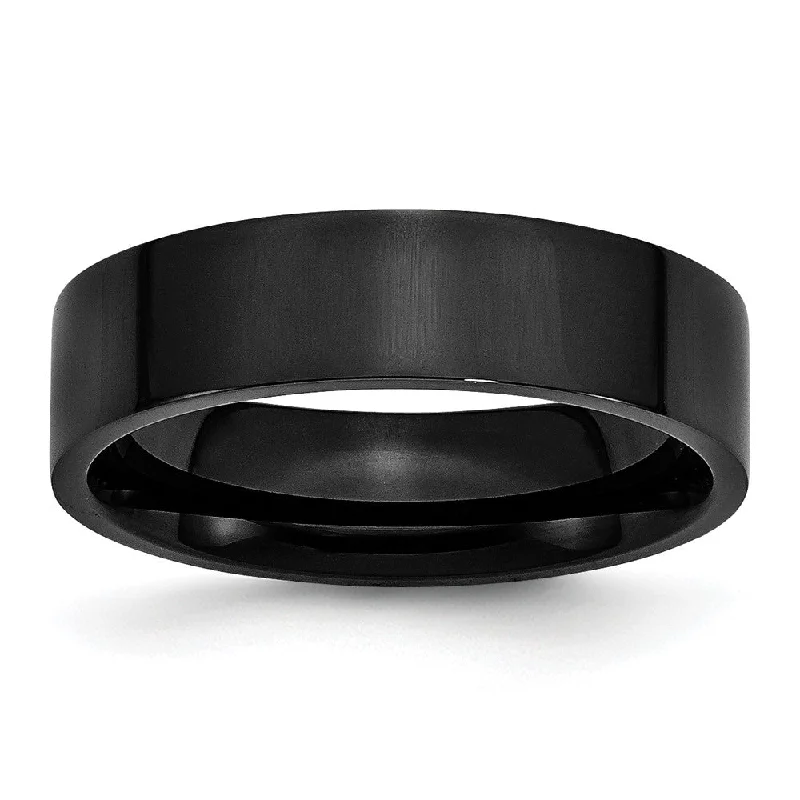 6mm Black Plated Stainless Steel Polished Flat Band