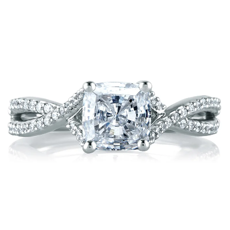 A.Jaffe Twisted Crossover Cushion Cut Diamond Engagement Ring MES575/177