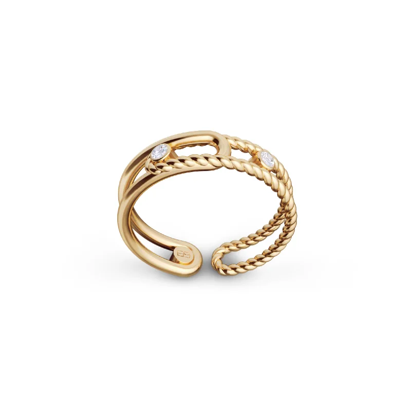 Elements N°9 18K Gold Ring w. Diamonds