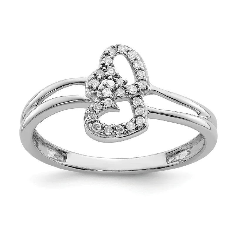 Diamond Double Heart Ring in Sterling Silver