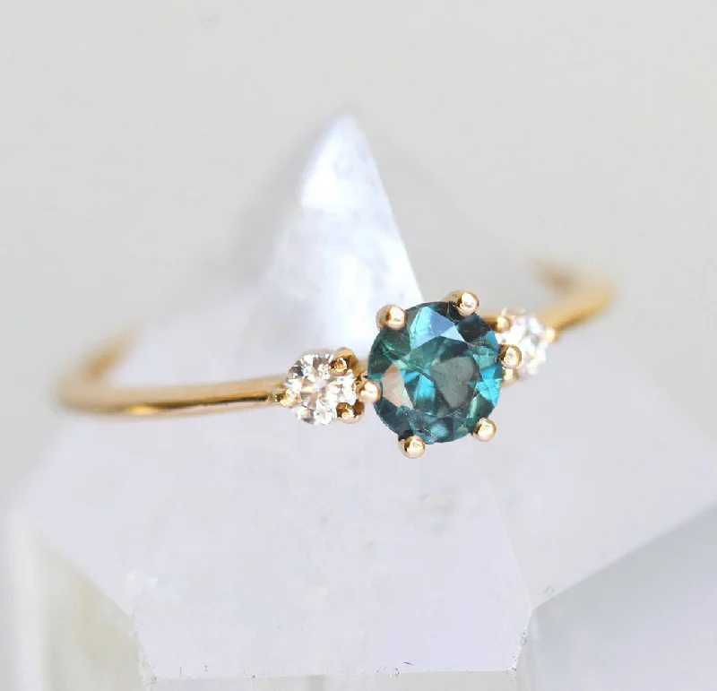 Elle Teal Sapphire Diamond Ring