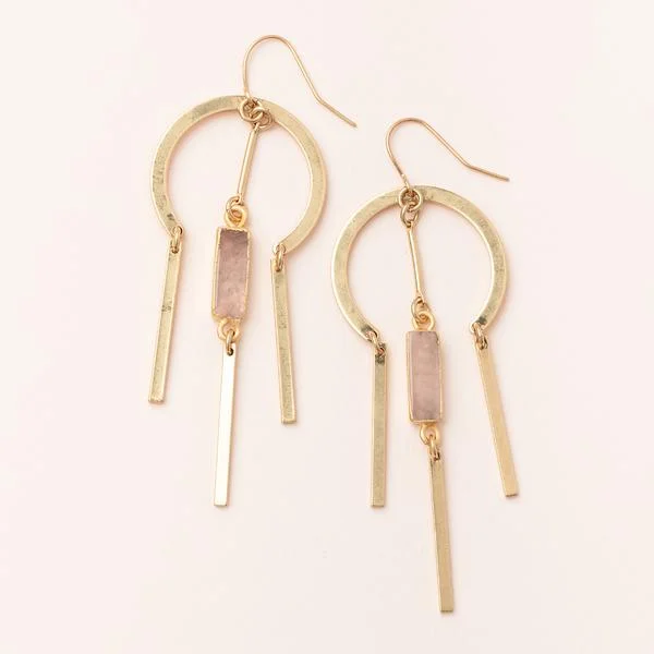 Dreamcatcher Earring Rose Quartz Gold