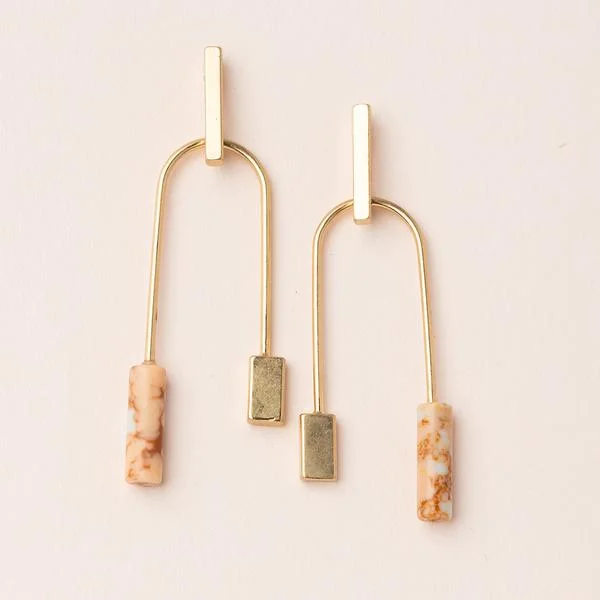 Stone Balance Earring Pink Gold