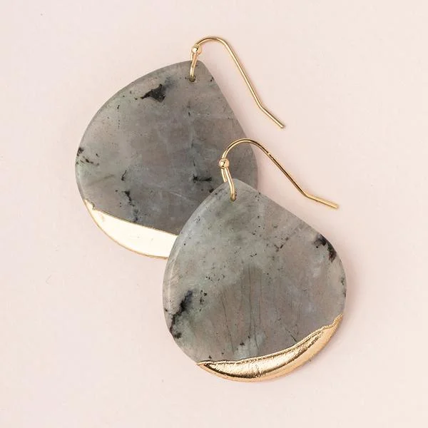 Dipped Teardrop Earring Labradorite/Gold