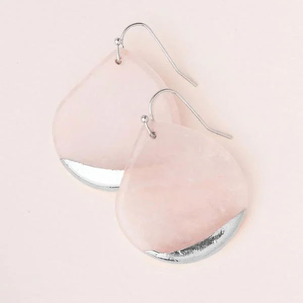 Dipped Teardrop Earring Rose Quartz/Silver