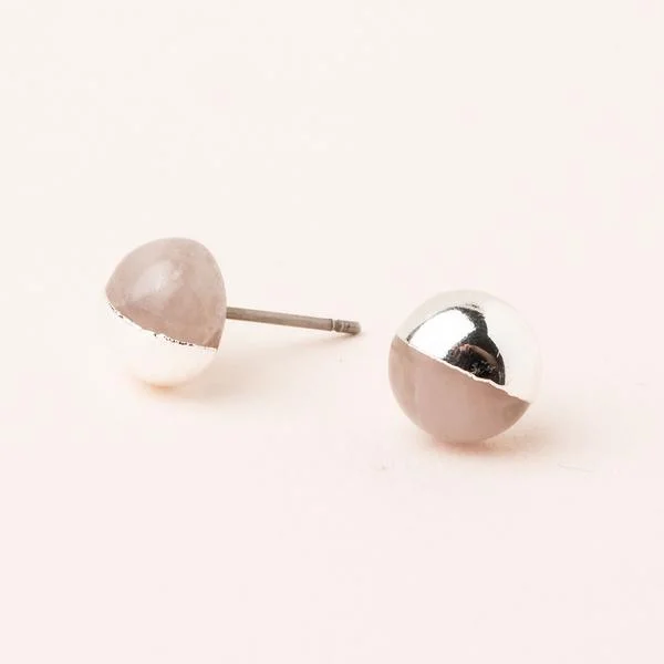 Stud Earring Rose Quartz/Silver