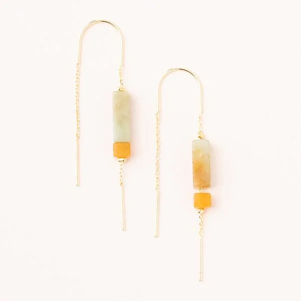 Thread Earring Amazonite/Amber/Gold