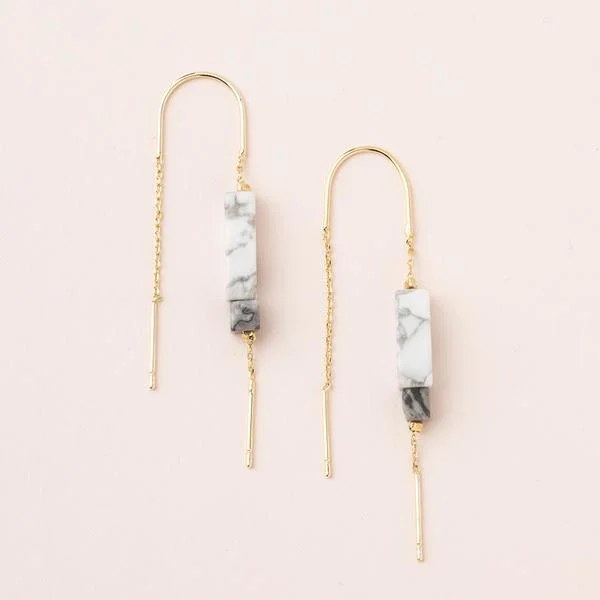 Thread Earring Howlite/Black/Gold