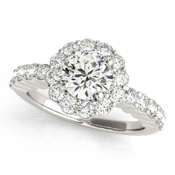 Flower Design Diamond Halo Engagement Mounting