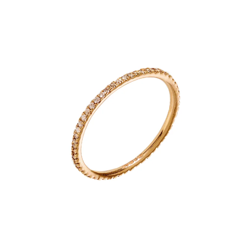 Claire Eternity 18K Gold Ring w. Champagne & White Diamonds