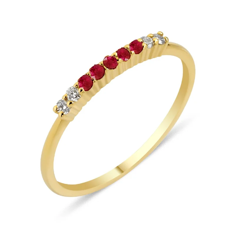 Lara Bar 18K Gold Ring w. Diamonds & Rubies