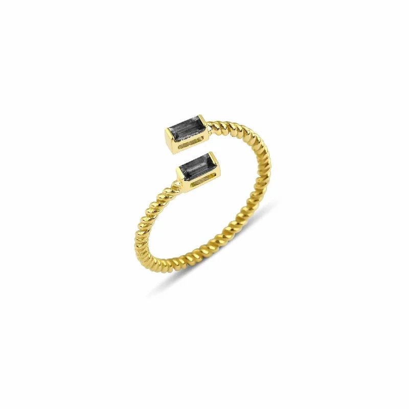 Lara Double Twist 18K Gold Ring w. Diamonds