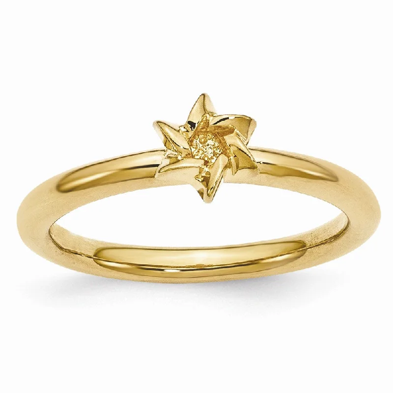 Gold Tone Sterling Silver Stackable 7mm Star of David Ring