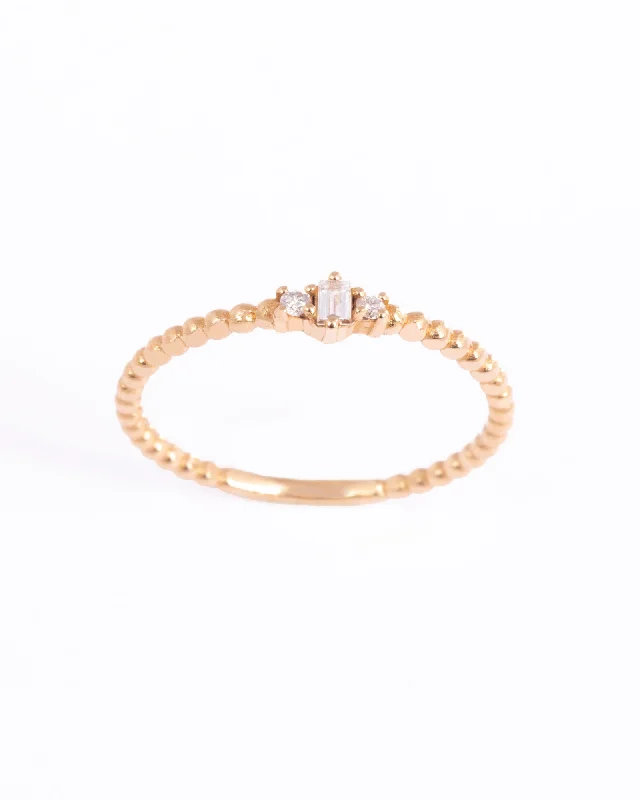 Baguette 18K Gold, Whitegold or Rosegold Ring w. Diamonds