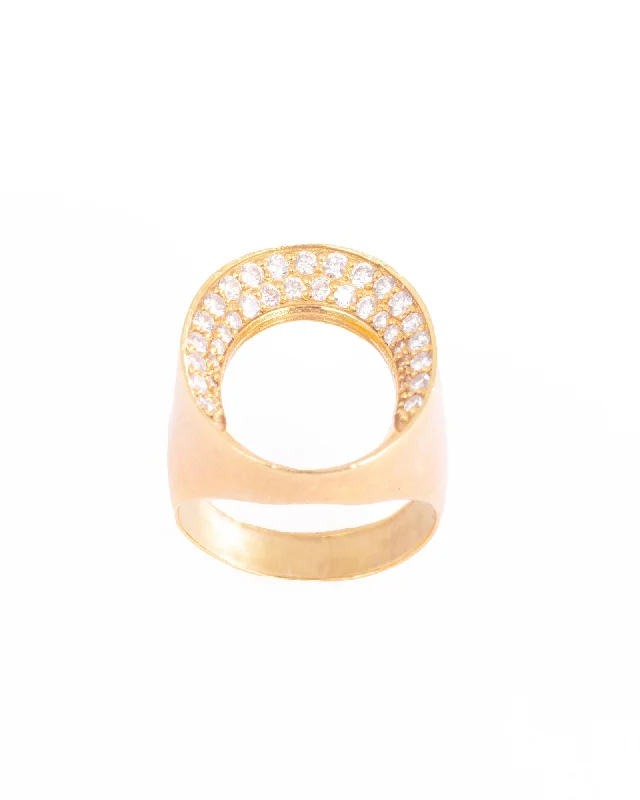 Oval, Open 18K Gold, Whitegold or Rosegold Ring w. Diamonds