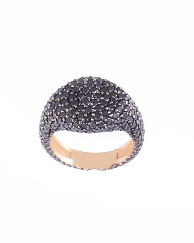 Pinky Full 18K Gold, Whitegold or Rosegold Ring w. Black Diamonds