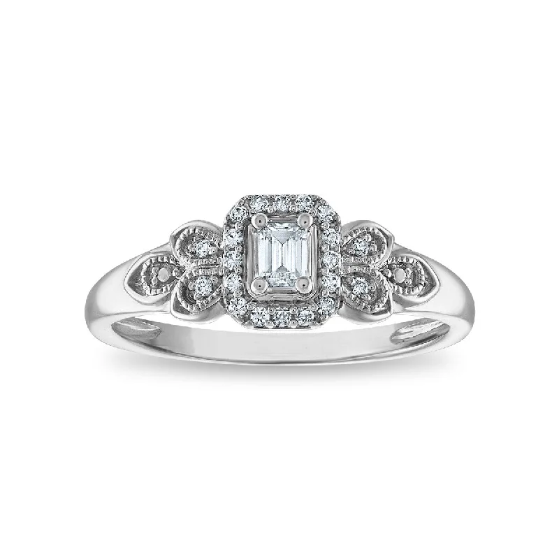 LoveSong EcoLove 1/4 CTW Lab Grown Diamond Halo Promise Ring in Rhodium Plated Sterling Silver