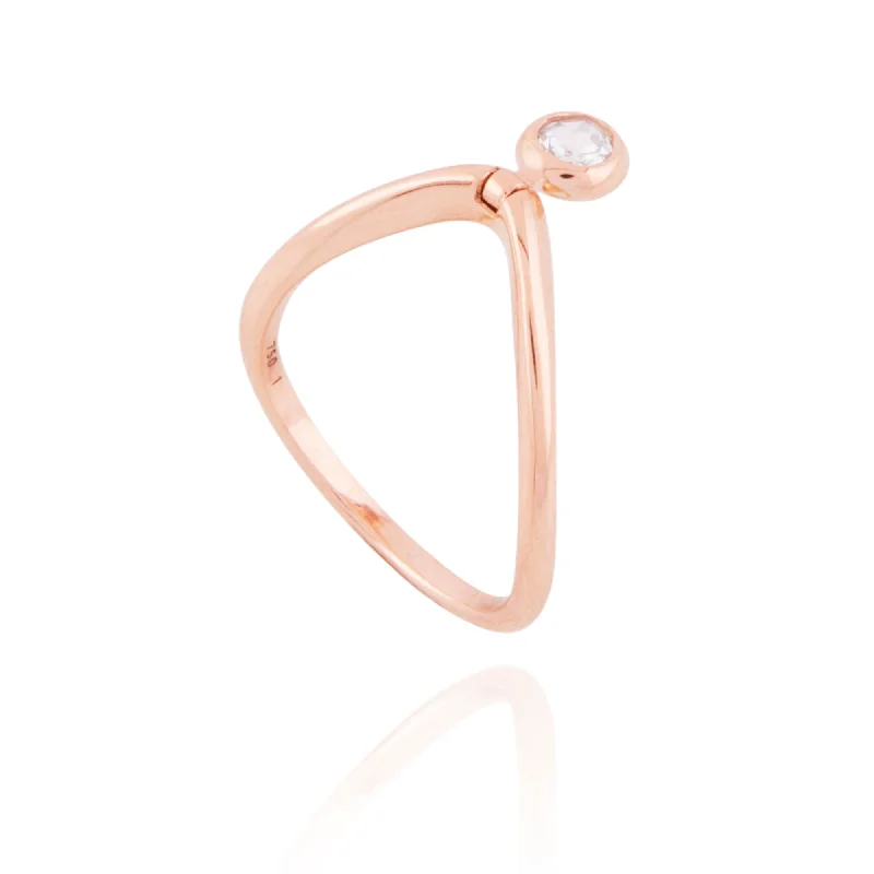 Swinging Round V 18K Rosegold Ring w. Diamond & Tourmaline