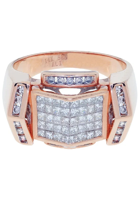 Rose Gold Mens Diamond Ring / Pinky Diamond Ring| 1.33 Carats