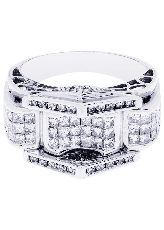 White Gold Mens Diamond Ring| 2.16 Carats| 11.15 Grams