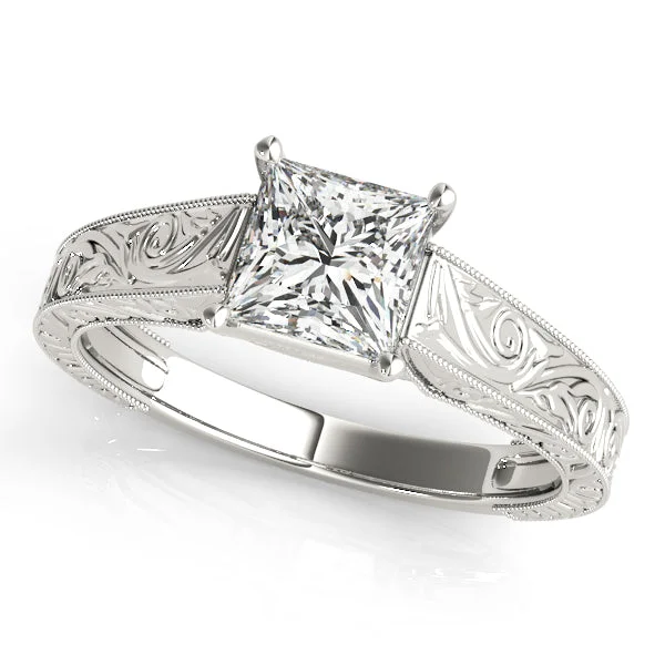 Princess Cut Engraved Solitaire Mounting