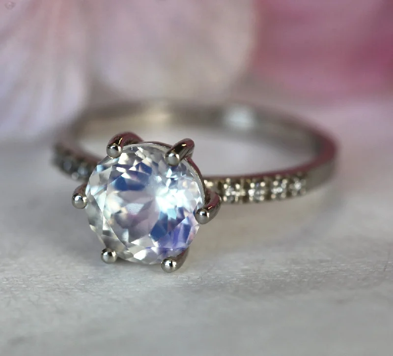 Calvin Rainbow Moonstone Diamond Ring