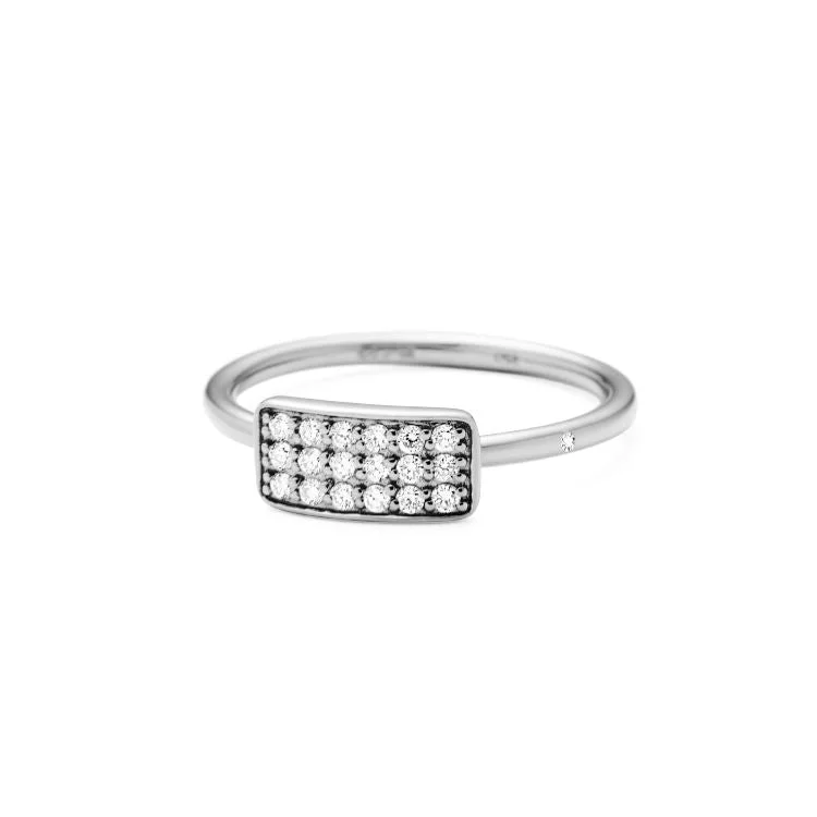 Rock Square 18K Whitegold Ring w. Diamonds