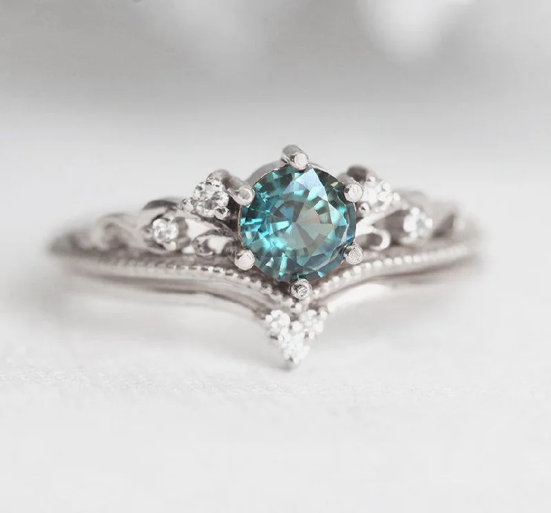 Bella Teal Sapphire Diamond Ring